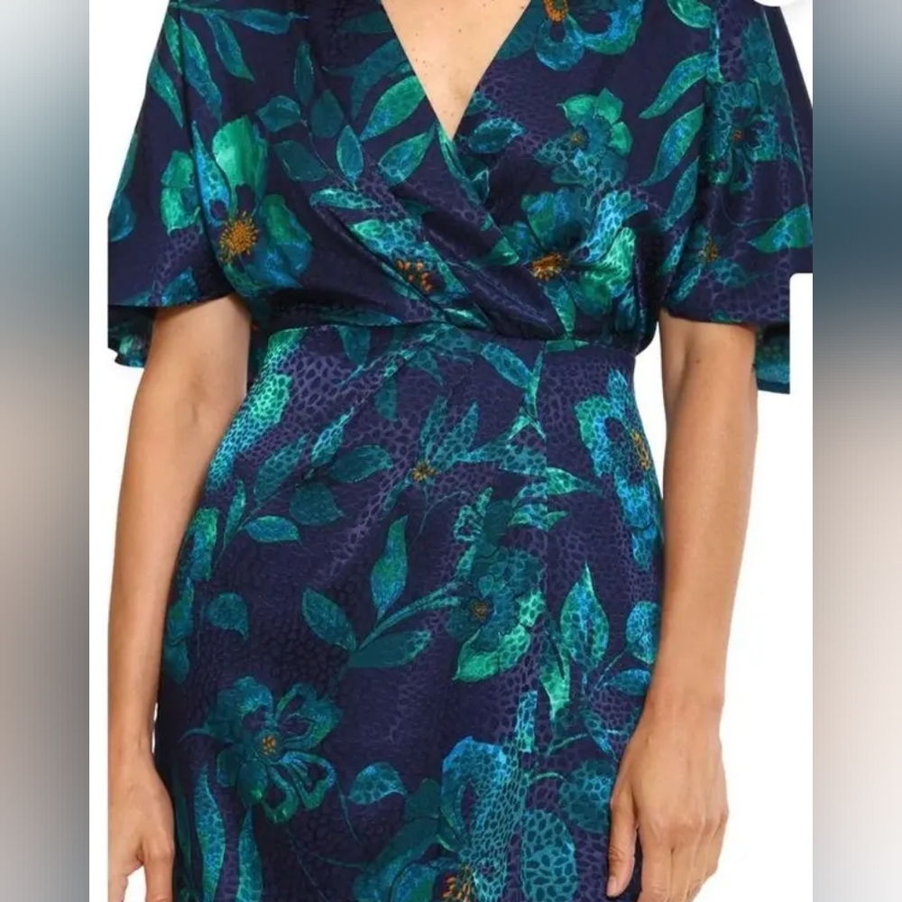 London Times Sapphira Green Floral Mini Dress NWT SIZE 12 - Picture 5 of 5